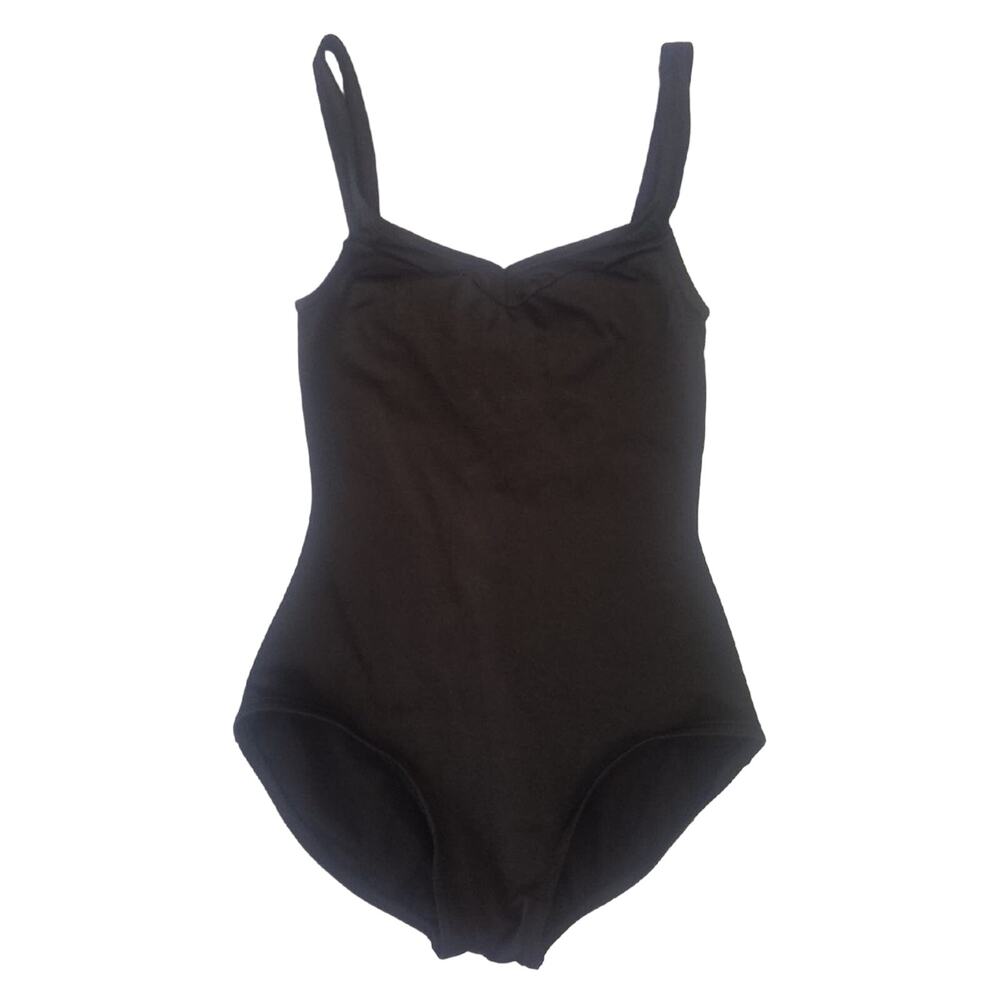 Harmonie ladies' shiny black V-back tank leotard